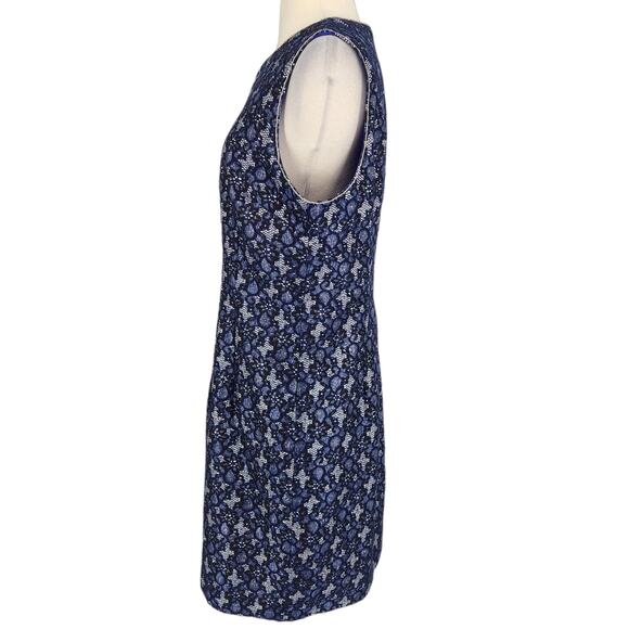T Tahari Sparkle Cocktail Shift Dress Navy Blue Lace Metallic Silver Size 12 - Picture 3 of 5